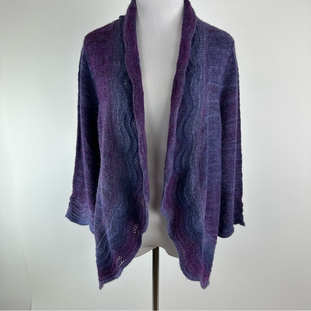 Chico’s Purple Ombré Scalloped Edge Cardigan Sweater Chico’s Size 2 US Large
